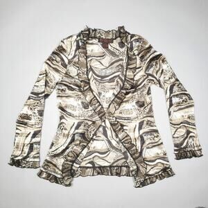 Pleats Collection By Pings Imports Size M Top Blouse Marble Artsy Art Abstract